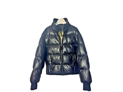 Women's Belstaff NWT Black Lamb Leather Puffer Jacket Size - UK12