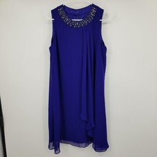 Vince Camuto Embellished Trapeze Flowy Blue Dress Size 10