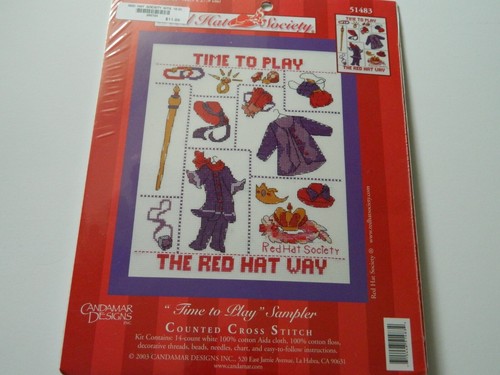 Neu Candaman Red Hat Society 51483 Time to Play gezählt Kreuzstich-Set 9 x 11 - Bild 1 von 2