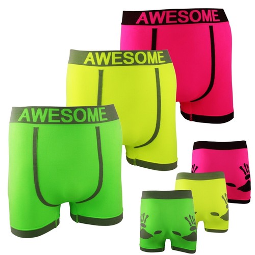 Awesome Neon Gangster 3 Pack Novelty Seamless Boxer Trunks Shorts Pants - Picture 5 of 8