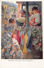 MIT HERZ und HAND~FUR`S VATERLAND~WW1 PATRIOTIKA 1915 R.A.HOGER POSTCARD