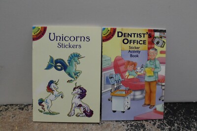 Dover Stickers 2 Dover sticker books--UNICORNS; DENTIST'S OFFICE (stickers unused ...