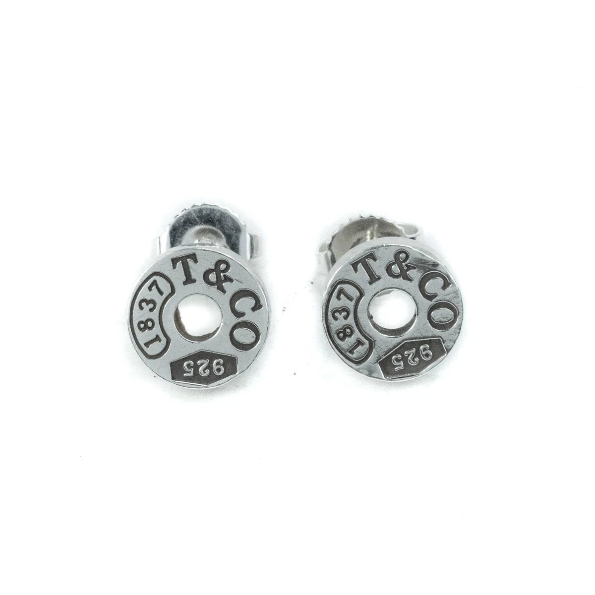 Tiffany Co 1837 Sterling Silver Circle Round Stud Earrings eBay
