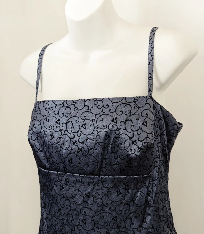 Vestido De Colección Años 90 Y2K Gris Negro Floral Baile de graduación Capricho Juniors Talla 11 Foto 4 de 4