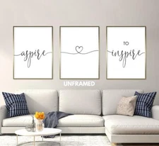 Aspire to Inspire, Set of 3 Prints, Minimalist Art, Home Wall Decor