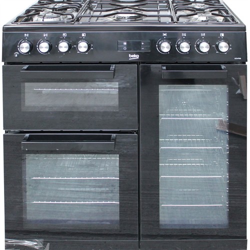 Beko Freestanding 90cm double oven range cooker KDVF90K Black