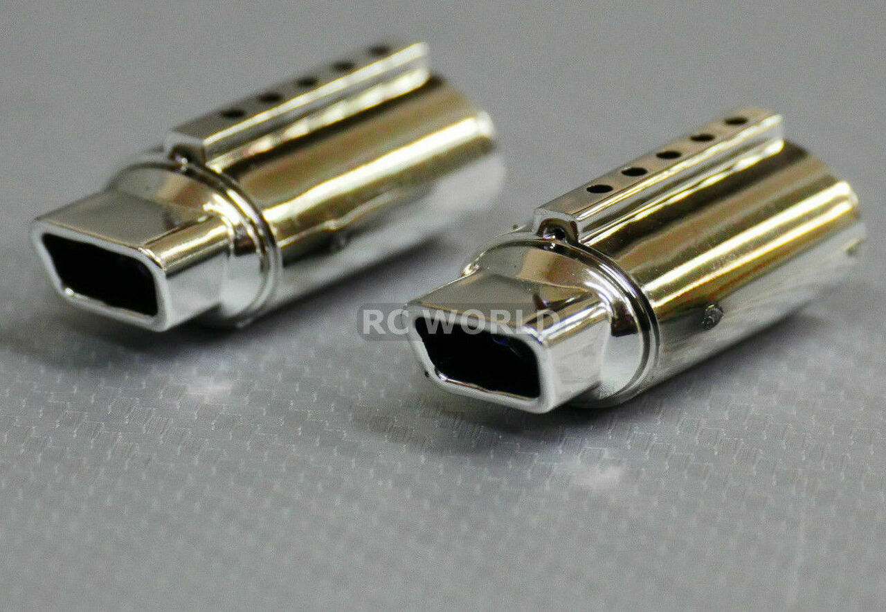 Double Exhaust Set Square Scale Muffler For Body Shell Chrom