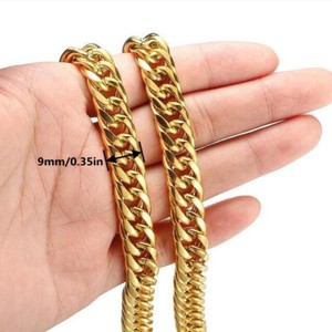 Authentic Men's Gold Plated Curb Cuban Link Chain Necklace 9/11/13/16/20mm