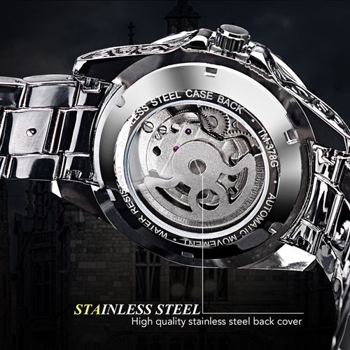 FORSINING Retro Carved Tourbillon Moon Phase Skeleton Automatic Mechanical Watch - Picture 10 of 11
