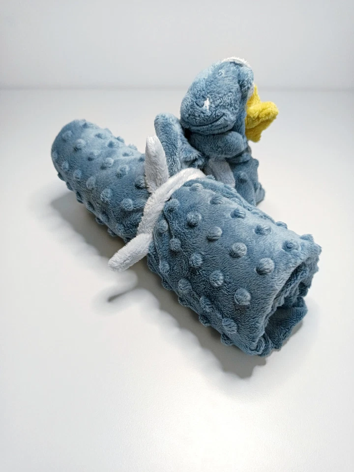 Doudou Plat/Couverture Victor Dragon Bleu Jaune Etoiles Attache Tétine - Noukies - Photo 4/4