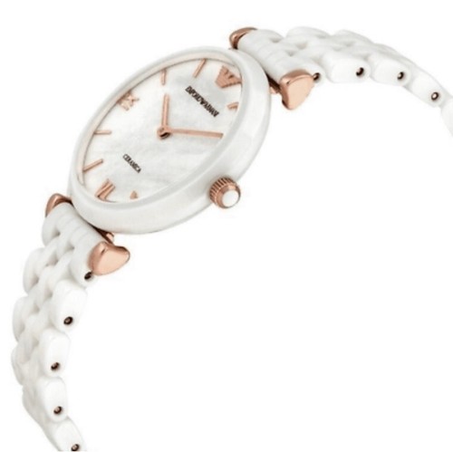 OROLOGIO DONNA EMPORIO ARMANI CERAMICA CINTURINO BIANCO E QUADRANTE BIANCO AR1486 ORIGINALE NUOVO - Foto 2 di 6
