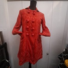 Rare Marc Jacobs Red Double Breasted 100% Cotton Coat with Knotted Buttons sz XS