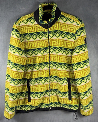 American Eagle Men s (Unisex) Full Zip Fleece Yellow Green Aztec Jacket Sz MED