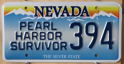 NEVADA PEARL HARBOR SURVIVOR specialty  license plate  2006   single plates