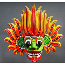 Sri Lankan Wooden Mask 10"Traditional Devil Home Decor Hanging Mask size 10 inch