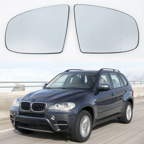 2PCS Heated Wing Side Mirror White Glass For BMW X5 X6 E70 E71 E72 2007-2014