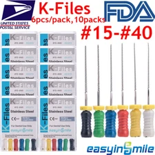 10Pks Endo K Files Dental Endodontic Root Canal Hand Use Files #15-#40 SS 25MM