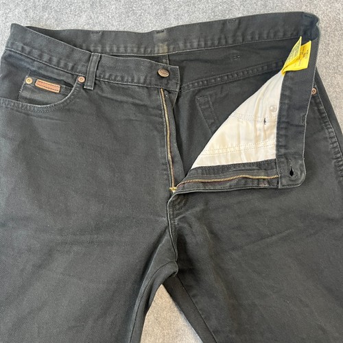 Pantalones de mezclilla Wrangler para hombre 36 32 * negros desvanecidos Texas vaquero occidental calce regular recto - Imagen 8 de 12