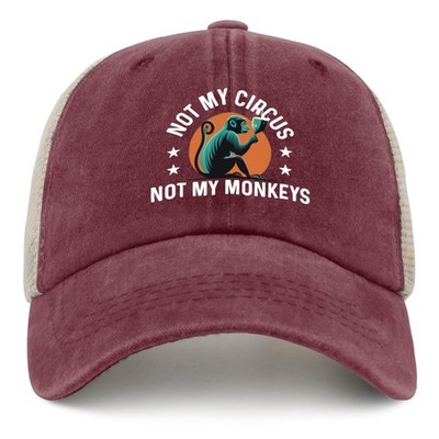 Not My Circus Not My Monkeys Trucker Hat Men Trendy Mesh Cap for Summer Red