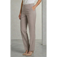 WOMENS TROUSERS LADIES HALF ELASTICATED STRETCH WAIST WORK OFFICE POCKETS PANTS