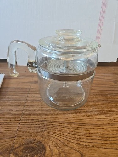 vintage pyrex clear glass percolator coffee pot 7756-b Six Cup
