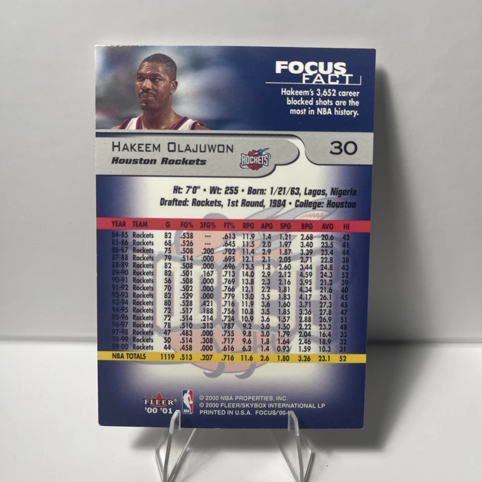 2000-01 Fleer Focus - Hakeem Olajuwon #30 - Image 2 of 2