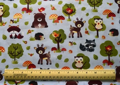 By the 1/4 yard cotton fabric Hi-Fashion Fabrics Forest Animals deer bear owl