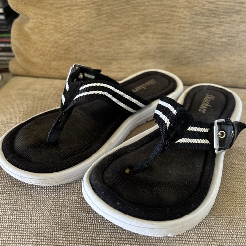Skechers Ladies Flip Flops With Adjustable Strap In Black Size 5UK