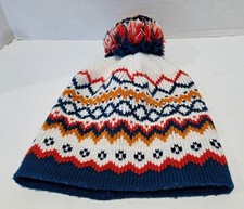 Vintage Wigwam Mills Ski Hat/Tobaggon Wintuk Orlon Acrylic USA Knit Pom EUC