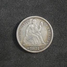 Antique C19th American .900 Pure Silver 1874 Seated Liberty Dime with Arrows