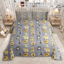 Jejeloiu Woodland Forest Animals Bedding Set Soft For Boys Girls Safari Animals