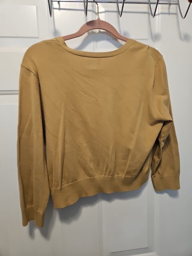 Womens Yellow Mustard Long Sleeve Cardigan Sweater Jacket XL NWT Croptop - Picture 4 of 4