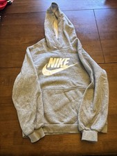 NIKE Youth Boys Pullover Hoodie Sweatshirt Grey - Youth Large