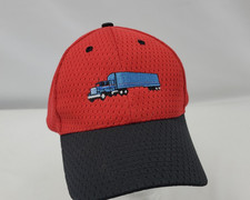 Semi Truck Trucker Baseball Hat Cap Red