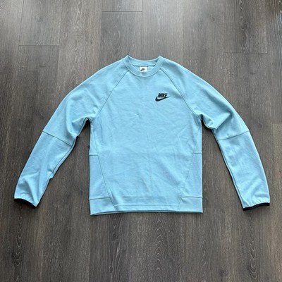 Nike Sportswear Tech Fleece Crew Sweatshirt Mens Small Light Blue Athleisure