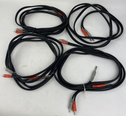 4 x 10' ft Twin Male 1/4" Mono Jack to Stereo 1/8" Jack Shielded Tandem Cable