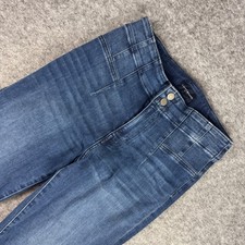 Lucky Brand High Rise Stevie Flare Leg Jeans Dark Wash Raw Hem Size 8/29L Long