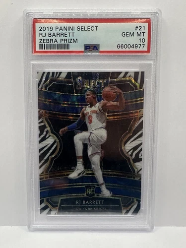 2019-20 Panini Select Concourse RJ Barrett #21 Zebra Prizm (RC) SSP PSA 10 Nicks