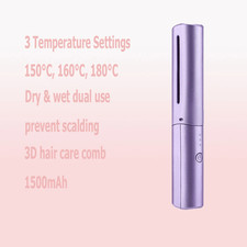 Hot Comb Straightener Professional Quick Heated Electric Wireless Hair Straighte