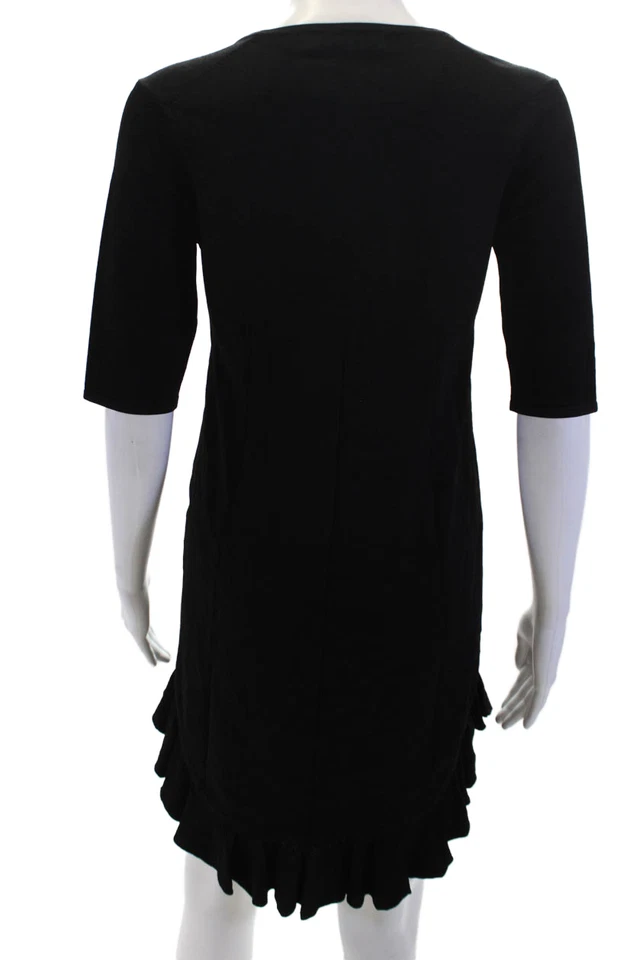 Vestido Karen Millen Para Mujer Cuello en V Manga 3/4 Plisado Volantes Negro Sólido Talla S Foto 3 de 4