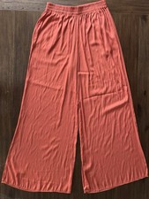 Burnt Orange Satin Palazzo Pants Women  s Large Wide Leg Flowy Silky Zara