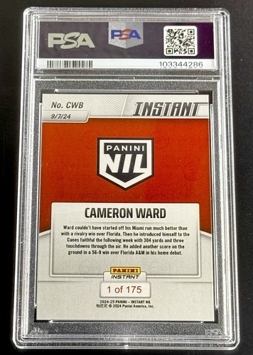 !!️RARO!!️2024 Panini NIL #1 DRAFT PICK CAM “WARD WOWS” RC/175💎PSA 10💎 - Imagen 6 de 24