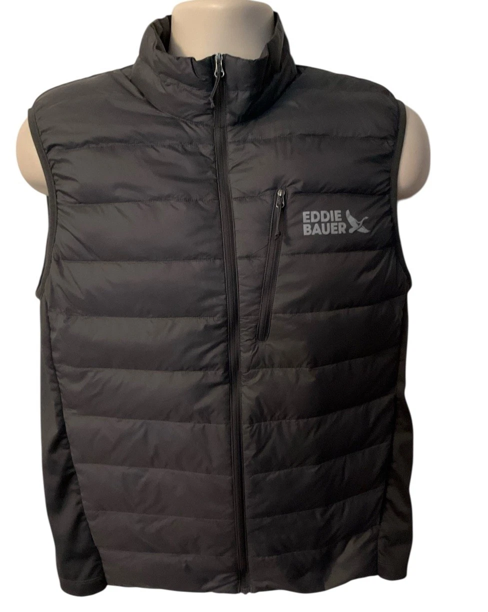 EDDIE BAUER M Down 550 Puffer Quilted Zip Vest Nylon Gray Duck Hunt Lightweight