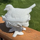 Westmoreland VTG Milk Glass Dove Robin Bird Hen on Nest Covered Candy Nut Dish