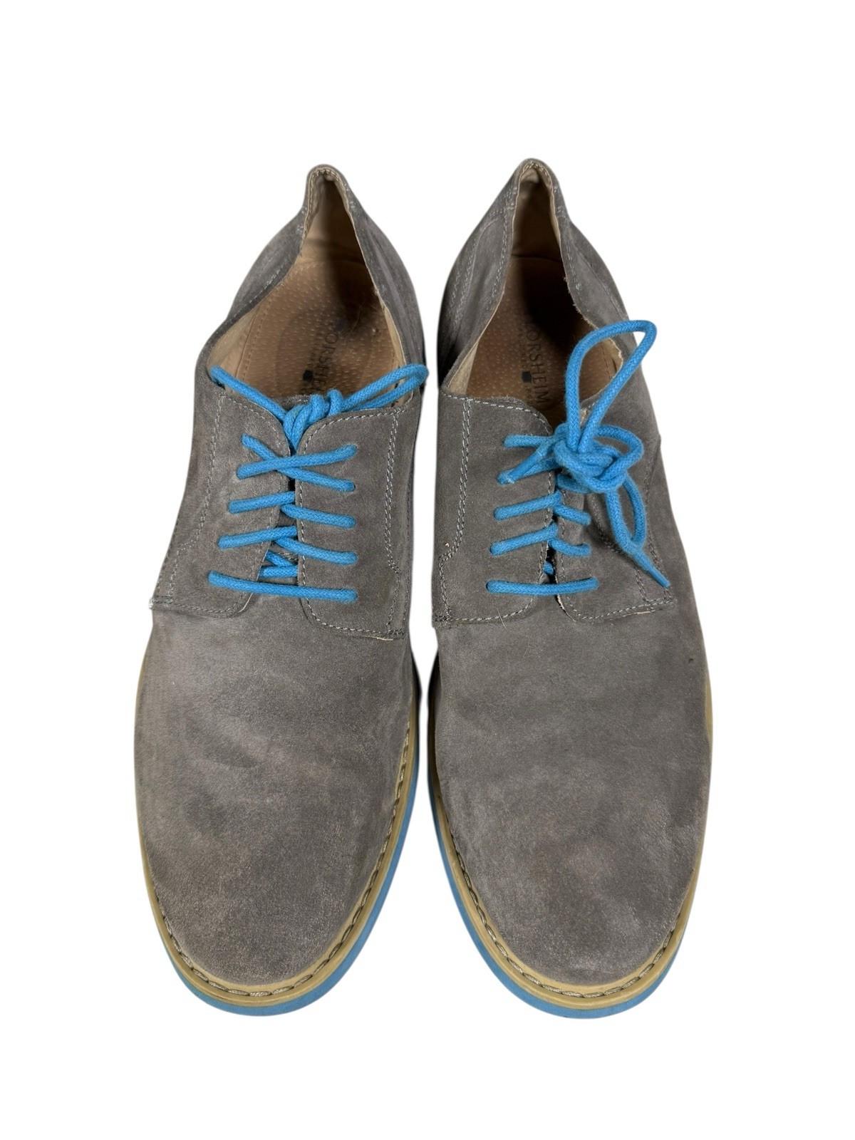 SAOLA FLORSHEIM SCARPE A CODA DI RONDINE grigio scamosciato DERBY suola blu taglia 12M 11695 020