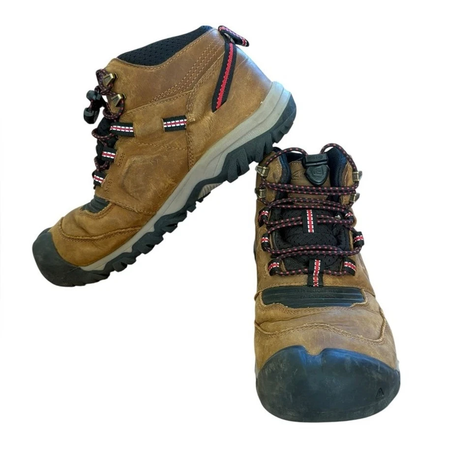 Keen Ridge Flex Waterproof Boots Bison Red Carpet Big Kids Size 5 - Image 4 of 4
