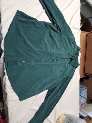 Roz & Ali Womens Button Down Shirt Top Collared Lightweight Green 2X!