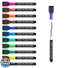 maxtek Magnetic Whiteboard Markers - 12 Count Colorful Fine Tip Dry Erase Mar