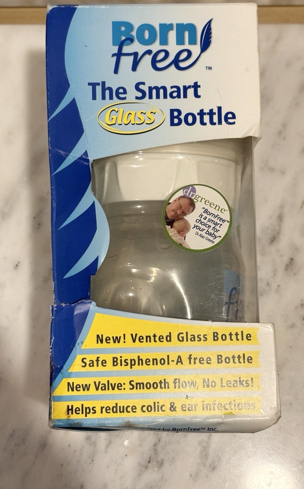 Born Free The Smart Glass Bottle Vented 5oz. 0+ Months Reduces Colic NEW!