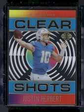 2021 Panini Illusions #CS-1 Justin Herbert Clear Shots Light Blue #/299